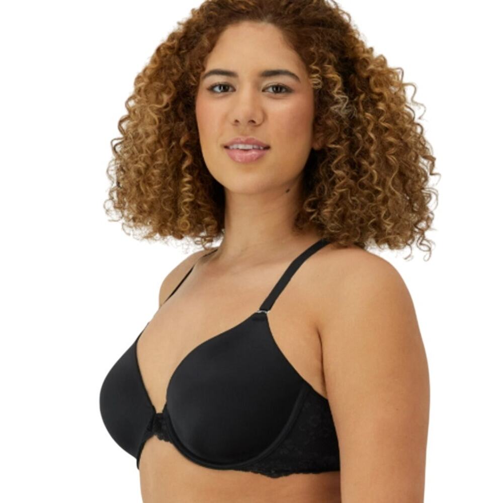 Maidenform One Fab Fit Lace T-Back Shaping Underwire Front Close Bra Black 38DD